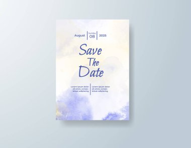 Soyut suluboya arkaplan içeren düğün davetiyesi