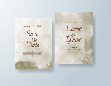 Soyut suluboya arkaplan içeren düğün davetiyesi