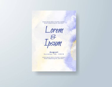 Soyut suluboya arkaplan içeren düğün davetiyesi