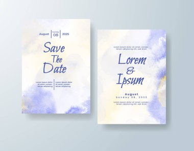 Soyut suluboya arkaplan içeren düğün davetiyesi