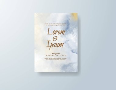 Soyut suluboya arkaplan içeren düğün davetiyesi