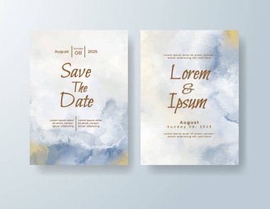 Soyut suluboya arkaplan içeren düğün davetiyesi