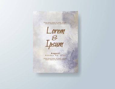 Soyut suluboya arkaplan içeren düğün davetiyesi