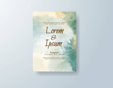 Soyut suluboya arkaplan içeren düğün davetiyesi