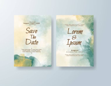 Soyut suluboya arkaplan içeren düğün davetiyesi