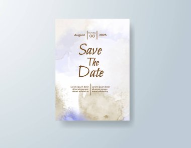 Soyut suluboya arkaplan içeren düğün davetiyesi