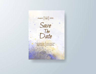 Soyut suluboya arkaplan içeren düğün davetiyesi
