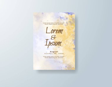 Soyut suluboya arkaplan içeren düğün davetiyesi