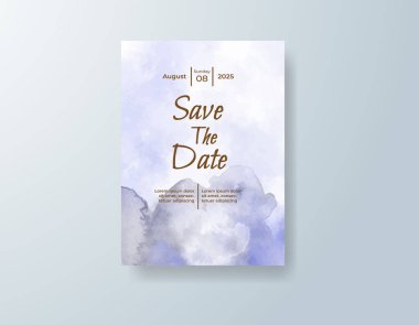 Soyut suluboya arkaplan içeren düğün davetiyesi