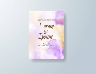 Soyut suluboya arkaplan içeren düğün davetiyesi