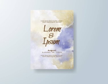 Soyut suluboya arkaplan içeren düğün davetiyesi
