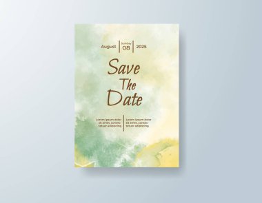 Soyut suluboya arkaplan içeren düğün davetiyesi