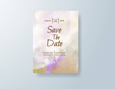 Soyut suluboya arkaplan içeren düğün davetiyesi