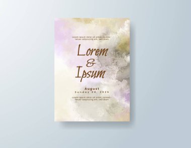 Soyut suluboya arkaplan içeren düğün davetiyesi