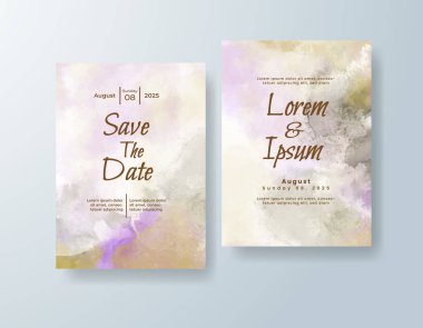 Soyut suluboya arkaplan içeren düğün davetiyesi