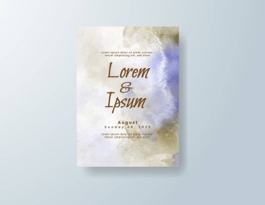 Soyut suluboya arkaplan içeren düğün davetiyesi