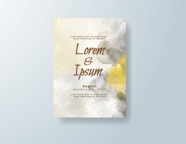 Soyut suluboya arkaplan içeren düğün davetiyesi