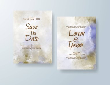 Soyut suluboya arkaplan içeren düğün davetiyesi