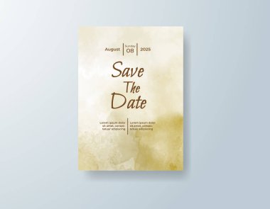 Soyut suluboya arkaplan içeren düğün davetiyesi