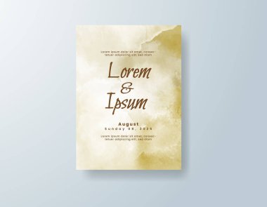 Soyut suluboya arkaplan içeren düğün davetiyesi