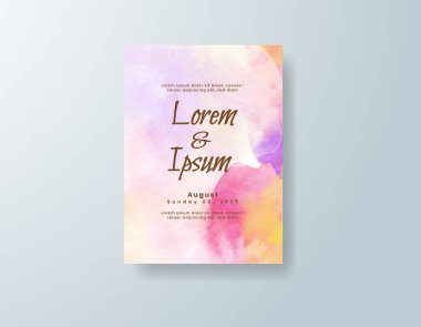 Soyut suluboya arkaplan içeren düğün davetiyesi