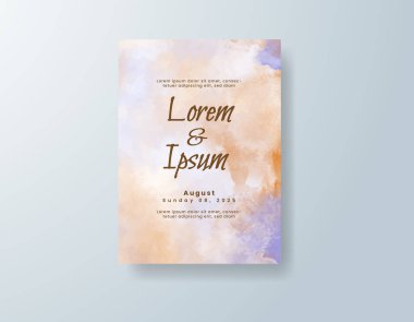 Soyut suluboya arkaplan içeren düğün davetiyesi