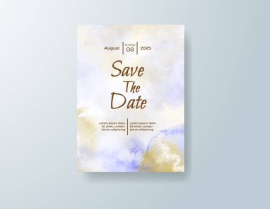 Soyut suluboya arkaplan içeren düğün davetiyesi