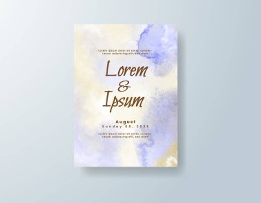Soyut suluboya arkaplan içeren düğün davetiyesi