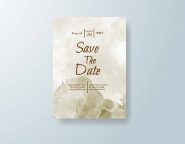 Soyut suluboya arkaplan içeren düğün davetiyesi