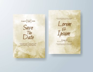 Soyut suluboya arkaplan içeren düğün davetiyesi