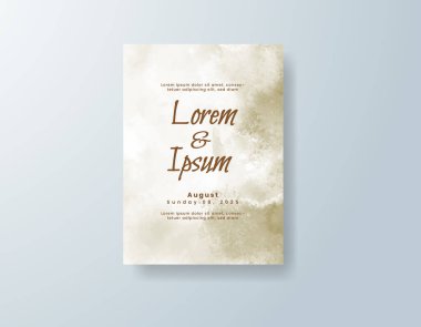 Soyut suluboya arkaplan içeren düğün davetiyesi