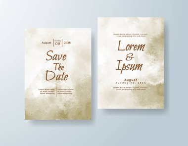 Soyut suluboya arkaplan içeren düğün davetiyesi