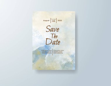 Soyut suluboya arkaplan içeren düğün davetiyesi