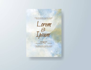 Soyut suluboya arkaplan içeren düğün davetiyesi