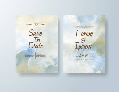 Soyut suluboya arkaplan içeren düğün davetiyesi