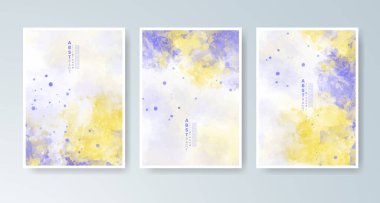 Parlak renkli vektör suluboya arkaplanlı kartlar. Randevunuz, kartpostalınız, afişiniz için tasarım.