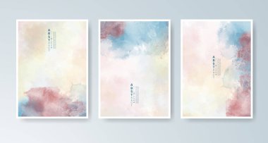Parlak renkli vektör suluboya arkaplanlı kartlar. Randevunuz, kartpostalınız, afişiniz için tasarım.