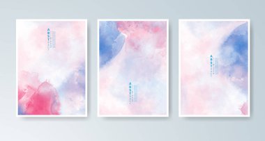 Parlak renkli vektör suluboya arkaplanlı kartlar. Randevunuz, kartpostalınız, afişiniz için tasarım.