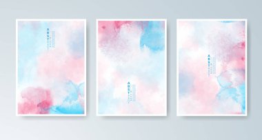 Parlak renkli vektör suluboya arkaplanlı kartlar. Randevunuz, kartpostalınız, afişiniz için tasarım.