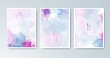 Parlak renkli vektör suluboya arkaplanlı kartlar. Randevunuz, kartpostalınız, afişiniz için tasarım.