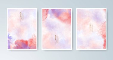 Parlak renkli vektör suluboya arkaplanlı kartlar. Randevunuz, kartpostalınız, afişiniz için tasarım.