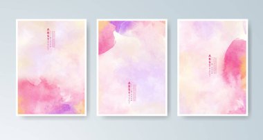Parlak renkli vektör suluboya arkaplanlı kartlar. Randevunuz, kartpostalınız, afişiniz için tasarım.