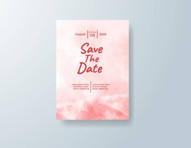 Soyut suluboya arkaplan içeren düğün davetiyesi