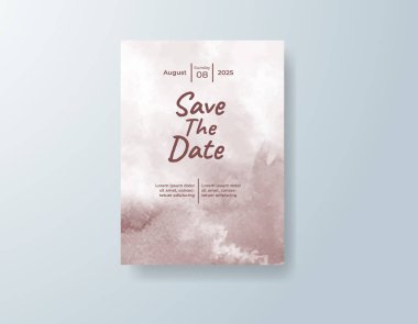 Soyut suluboya arkaplan içeren düğün davetiyesi