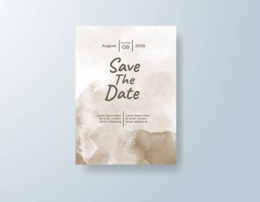 Soyut suluboya arkaplan içeren düğün davetiyesi