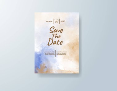 Soyut suluboya arkaplan içeren düğün davetiyesi