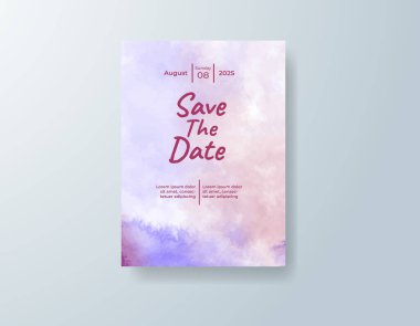 Soyut suluboya arkaplan içeren düğün davetiyesi