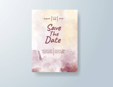 Soyut suluboya arkaplan içeren düğün davetiyesi