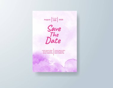 Soyut suluboya arkaplan içeren düğün davetiyesi