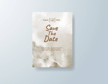 Soyut suluboya arkaplan içeren düğün davetiyesi